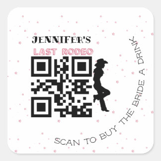 Adesivo Quadrado Silhueta de cowgirl último rodeio fonte de balão r