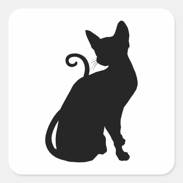 Adesivo Quadrado Silhueta de Gato (Frente)