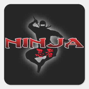 Adesivo Quadrado Silhueta de Ninja