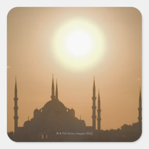 Adesivo Quadrado Silhueta de Suleymaniye Turquia, Istambul