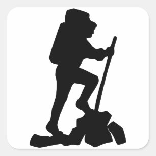 Adesivo Quadrado Silhueta de um caminhante que caminha acima uma