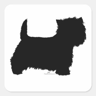 Adesivo Quadrado Silhueta de Westie em Pé