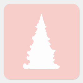 Adesivo Quadrado Silhueta minimalista de árvore de Natal rosa