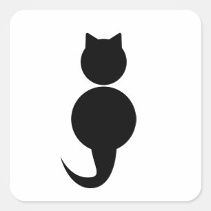 Adesivo Quadrado Silhueta preta de um gato