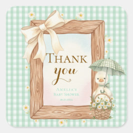 Adesivo Quadrado Silly Goose Baby Shower Thank You Sticker