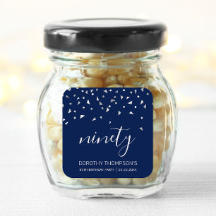 Adesivo Quadrado Silver Confetti no Aniversário do Marinho Azul