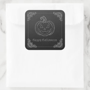 Adesivo Quadrado Silver Jack O' Lanterna Halloween