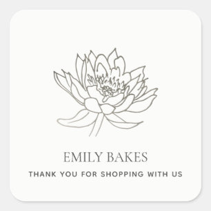 ADESIVO QUADRADO SILVER LOTUS FLORAL BUSINESS COMPRANDO OBRIGADO
