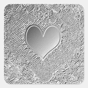 Adesivo Quadrado Silver Metal Heart