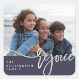 Adesivo Quadrado Silver Rejoice | Tipografia moderna com fotografia