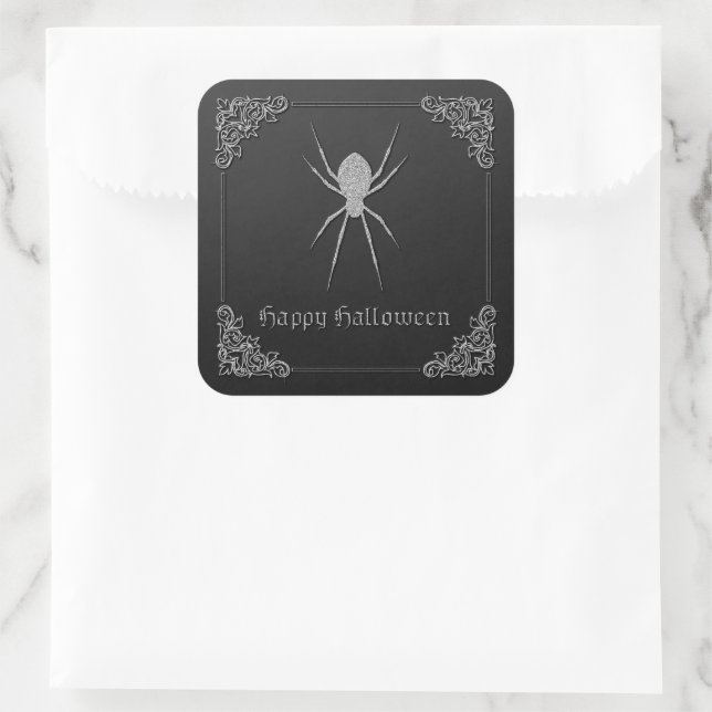 Adesivo Quadrado Silver Spider Halloween (Bolsa)