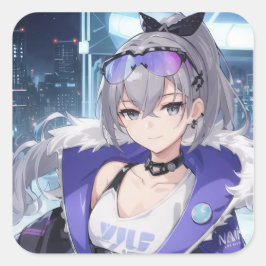 Adesivo Quadrado Silver Wolf fan art 1