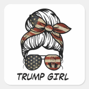 Adesivo Quadrado Sim, eu sou uma Trump Girl superando-o - Trump 202