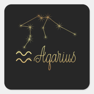 Adesivo Quadrado Símbolo Aquarius Zodiac