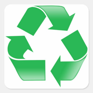 Adesivo Quadrado Símbolo Clássico de Reciclagem de Reciclagem