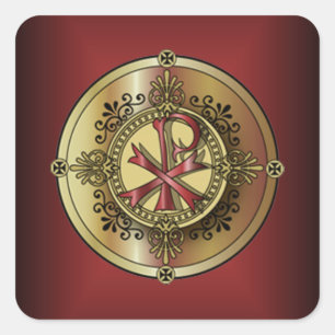 Adesivo Quadrado Símbolo cristão P & X do ~ do monograma do Qui-R