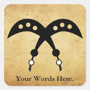 Adesivo Quadrado Símbolo de AKOFENA   Adinkra da coragem e da