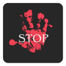 Símbolo de Alerta "STOP" com Impressão de Mão Verm