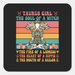 Adesivo Quadrado Símbolo de Astrologia Rapariga Taurus