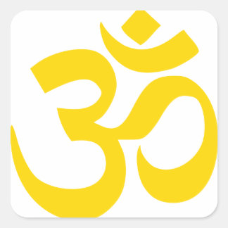 Adesivo Quadrado Símbolo de Aum (ouro amarelo na cor)