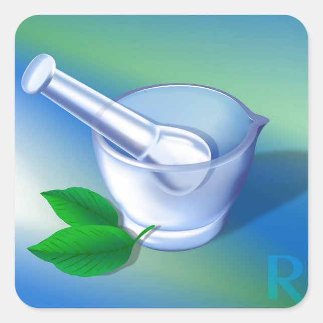 Adesivo Quadrado Símbolo de farmácia (Frente)