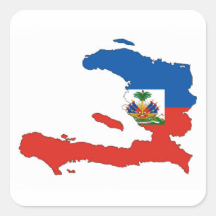 Adesivo Quadrado símbolo de forma do mapa de bandeira do país haiti