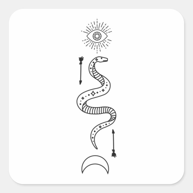Adesivo Quadrado Símbolo de Ocultismo cobra Gótico Wicca (Frente)