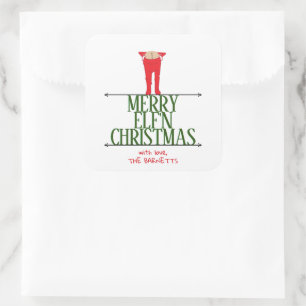 Adesivo Quadrado Símbolo de Saudação de Natal Elf Shenanigans