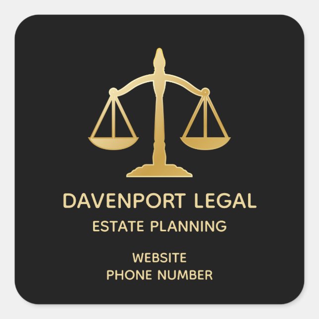 Adesivo Quadrado Símbolo Elegante Dourado House Real Estate Design (Frente)