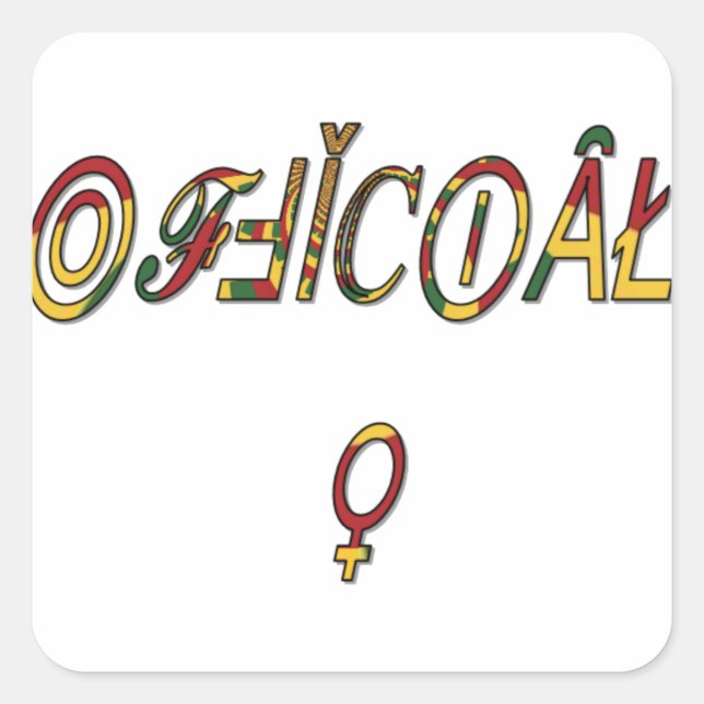 Adesivo Quadrado Símbolo feminino "OFICIAL" invertido Impressão (Frente)