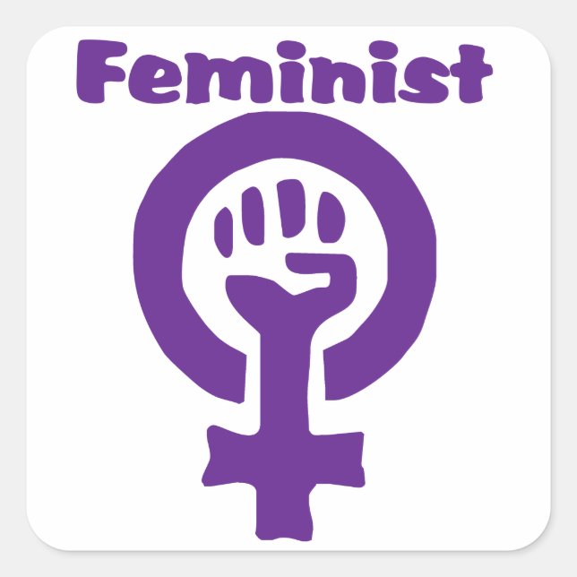 Adesivo Quadrado Símbolo Feminista em Roxo (Frente)