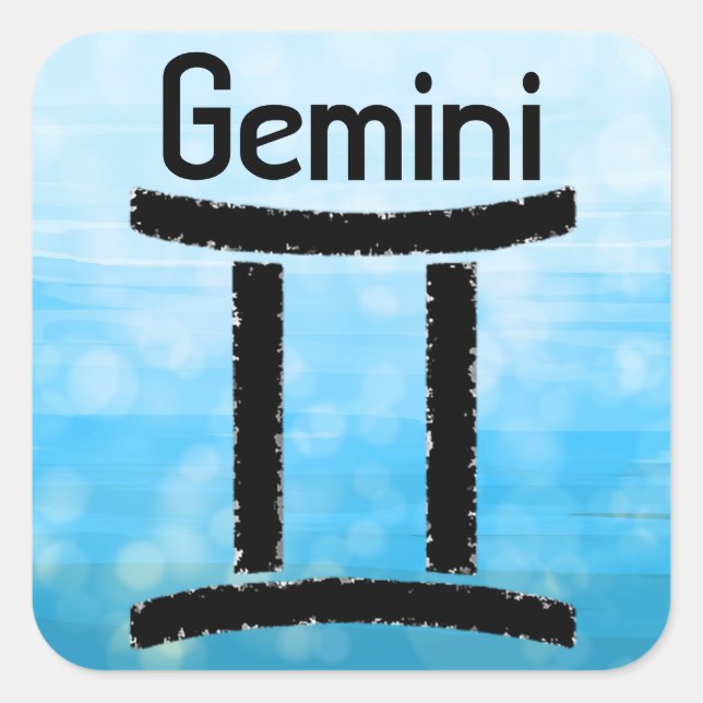 Adesivo Quadrado Símbolo Gemini Sinal de Horoscópio Zodiac (Frente)
