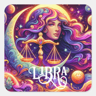 Adesivo Quadrado Símbolo Horoscópico Libra Zodiac Arte Mística Eéti