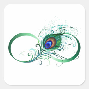 Adesivo Quadrado Símbolo Infinito com Pavão