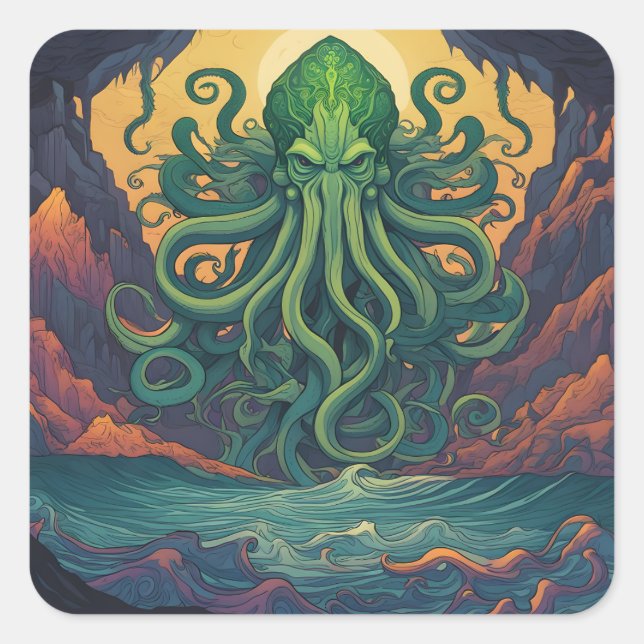 Adesivo Quadrado Símbolo Místico Cthulhu (Frente)
