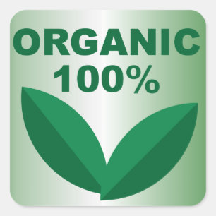 Adesivo Quadrado Símbolo orgânico Sinal orgânico Comidas orgâni