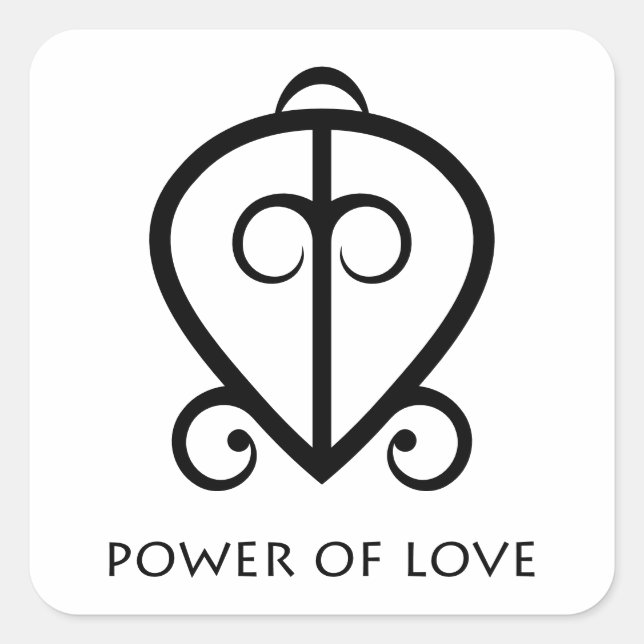 Adesivo Quadrado Símbolo Power of Love Adinkra (Frente)