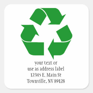 Adesivo Quadrado Símbolo reciclagem - Verde