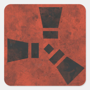 Adesivo Quadrado Símbolo RUST Preto em Vermelho Sujo 