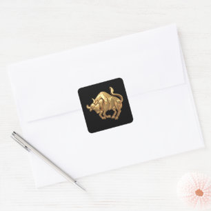 Adesivo Quadrado Símbolo Tone Taurus Zodiac Sinal Bull Dourado