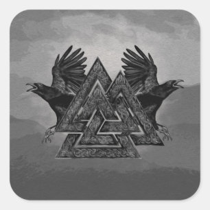 Adesivo Quadrado Símbolo Valknut e Ravens