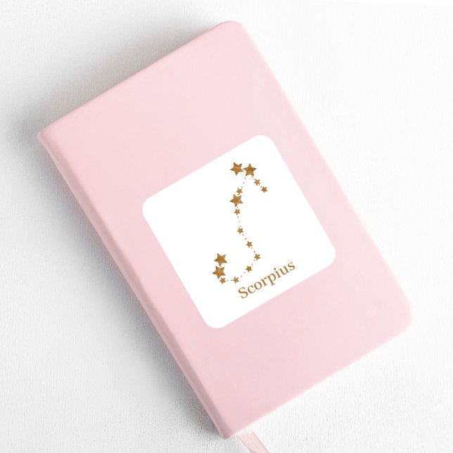 Adesivo Quadrado Símbolo Zodiac Moderno Escorpião Dourado | Água El (Criador carregado)