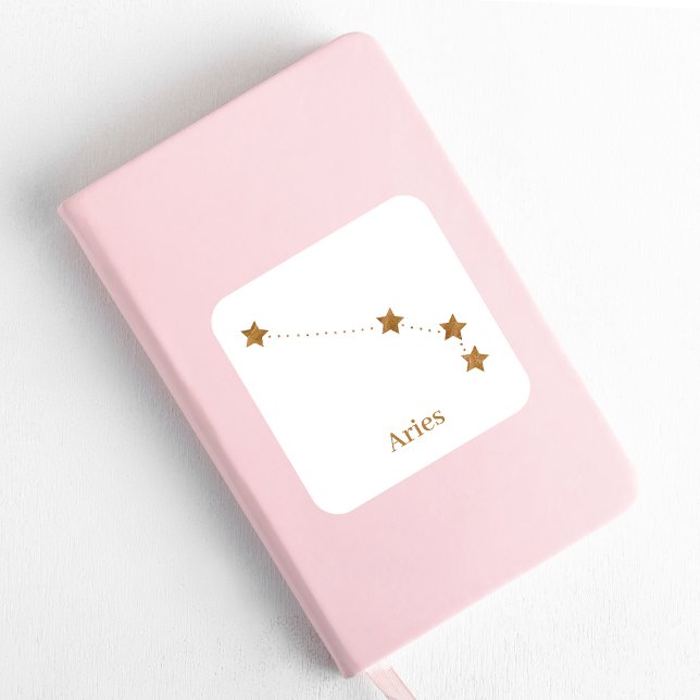 Adesivo Quadrado Símbolo Zodiac Moderno - Letras Douradas | Element (Criador carregado)