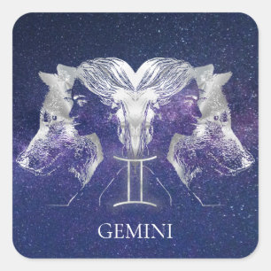 Adesivo Quadrado Símbolo Zodiac - Sinal de Gemini - Via Látea