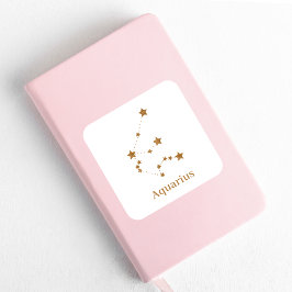 Adesivo Quadrado Símbolo Zodíaco Moderno Aquário Dourado | Ar de el