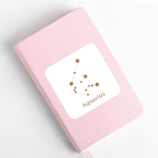 Adesivo Quadrado Símbolo Zodíaco Moderno Aquário Dourado | Ar de el (Criador carregado)