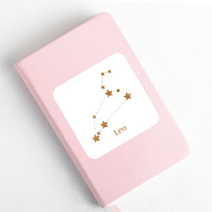 Adesivo Quadrado Símbolo Zodiaco Moderno Leo Dourado  Elemento Inc