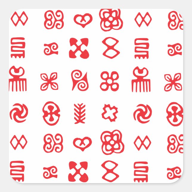 Adesivo Quadrado Símbolos africanos do Red Adinkra (Frente)