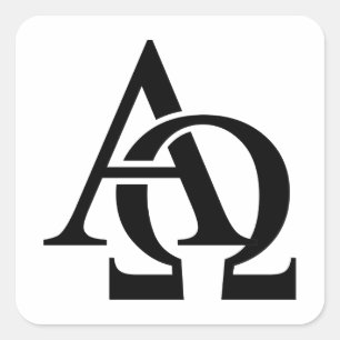 Adesivo Quadrado Símbolos alfa e ômega   Letras alfabéticas greg