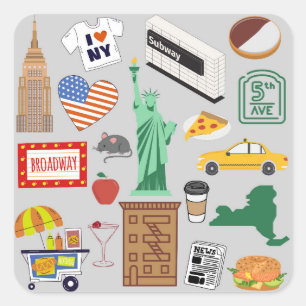 Adesivo Quadrado Símbolos da Cidade de Nova York